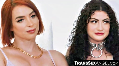 Janie Blade and Lydia Black in pre-sex interview, redhead and curly brunette