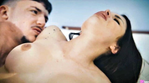 Yeri Blue and Macarena Lewis in hot lesbian sofa action, topless passion