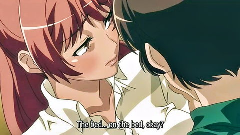 Anime hentai bimbo redhead flushed in intimate couple moment on bed