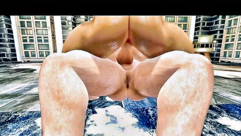 Carlos Oliveira cosplay: muscular Latino man squatting, exposing ass and cock
