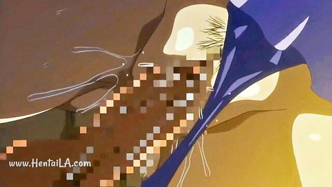 Anime hentai girl with purple hair fucked roughly by stud with censored pussy and cock