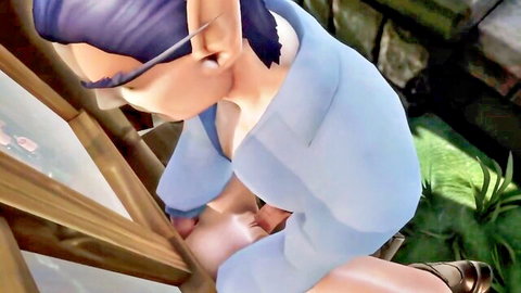 3D hentai elf thief stuck and roughly fucked against window
