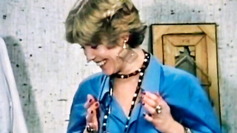 Vintage blonde smiling in blue dress, classic Pussycat porn thumbnail