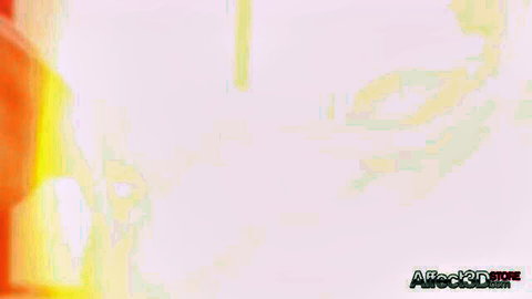 Blurry 3D CGI porn scene with distorted pink figure and yellow accents from Afuck3D.com