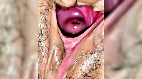 Close-up of Chinese wife's cum-filled pussy after insemination
