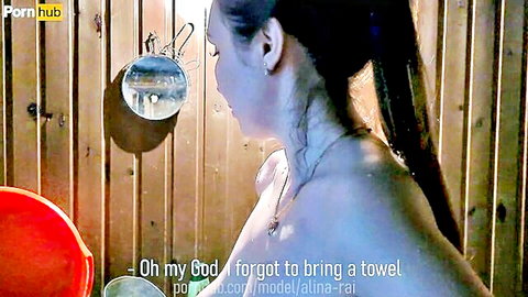 Nude Alina Rai in sauna forgets towel, seductive side profile stepmom