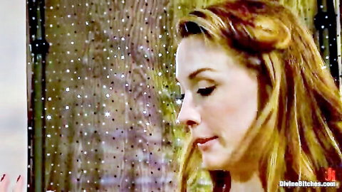 Chanel Preston wet profile in intense gaze, blonde hair