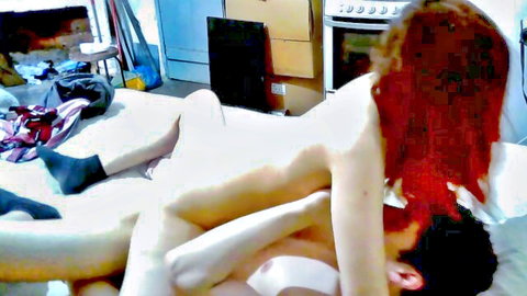 Redhead amateur teen rides cock reverse cowgirl in homemade bedroom fuck