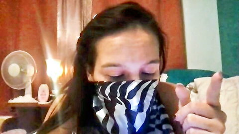 Roarmance1 Ukrainian BBW camgirl teasing in zebra mask, cute face