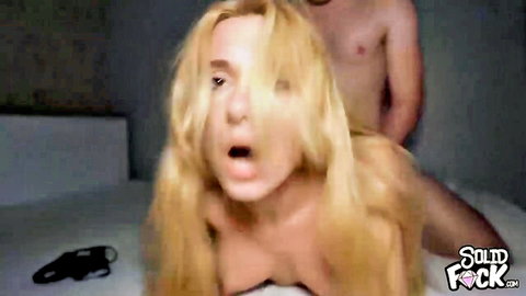 Blonde stepsister in passionate rough doggy style sex, moaning intensely