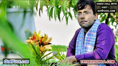 Handsome Indian man in purple kurta on video call, teasing outdoors