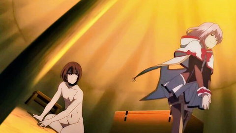 Hentai threesome with busty pink-haired mage and nude brown-haired wolf girl