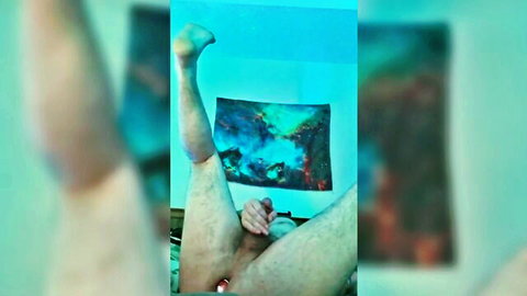 Sissy solo anal play with butt plug, legs up masturbation orgasm