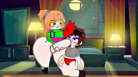 Animated futa with big ass intimately hugging masked boy