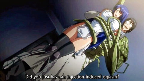 Busty anime warriors bound by tentacles in ecstasy from injection orgasm