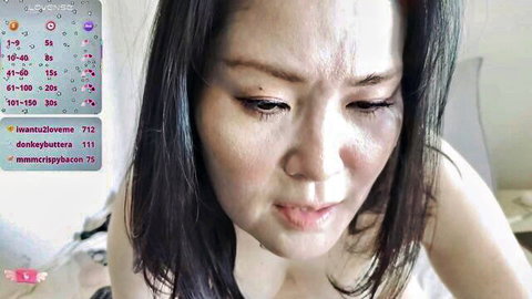 Mari Tokyo topless Japanese camgirl close-up on Chaturbate stream