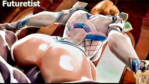Emma Frost in white futuristic suit gets anal fucked by Venom from behind
