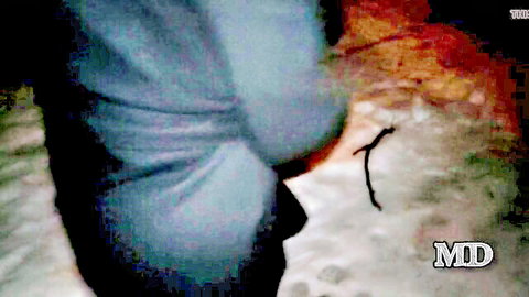 Beautiful big tits prostitute in winter street pickup BDSM tease