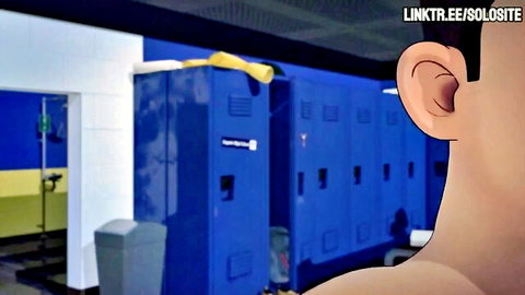 Meru the Succubus anime ear close-up in locker room, hentai tease