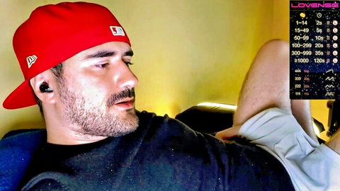 Fit Latino guy in red cap teases legs in shorts, gay flexible climax preview