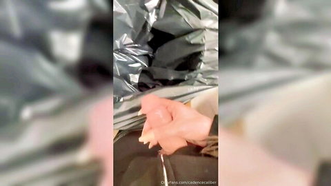 Cadence Caliber risky POV masturbation with pink dildo closeup