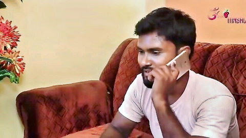 Indian man on phone call, teasing adult compromise scene