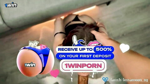 Asian siren big ass in blue thong bent over for hot creampie action