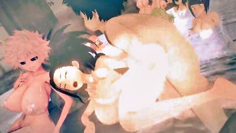 Busty My Hero Academia hentai girls in steamy water orgy compilation