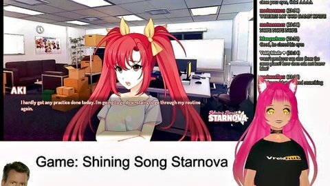 Petite VTuber LewdNeko in Shining Song Starnova Aki route anime romance scene