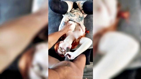 Naomihh666 redhead with tattoos gets groped and creampied by BBC