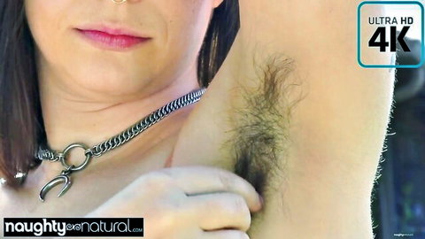 Curvy unshaven brunette amateur shows big natural tits and hairy armpits
