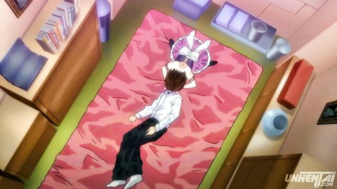 Hentai giantess bunny girl uses schoolboy as sex toy in dominant pose
