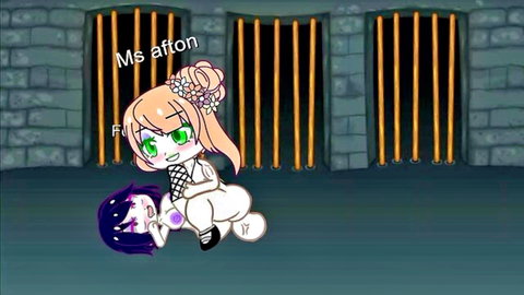 Hentai scene of orange-haired girl facesitting purple-haired anime girl in white dress