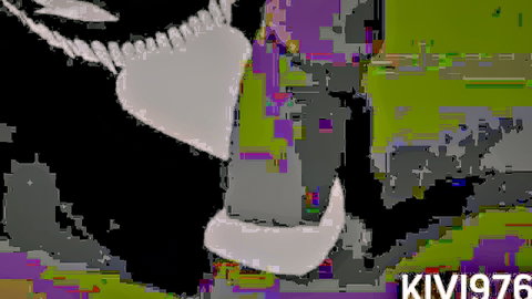 Distorted creepy backrooms mommy horror figure with eerie teeth and glitchy pink features