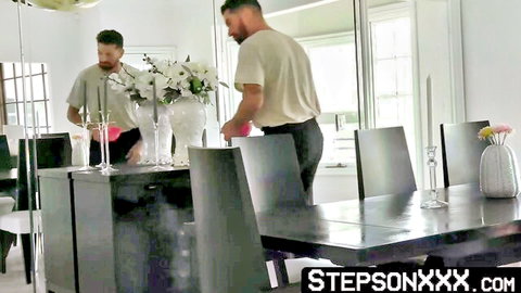 Chris Damned as stepdad in Easter egg hunt with stepson, playful tease