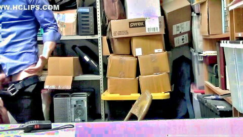Busty ebony teen caught stealing fucked hard in warehouse