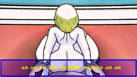Blonde hentai girl Zoey in rear entry sex position, big ass view