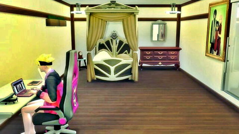 Boruto at desk in Naruto hentai threesome setup with Sarada and Sakura