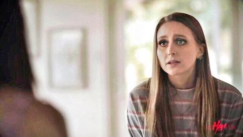Emotional brunette in sweater with friend in AllHerLuv lesbian teaser Free Time Pt. 2