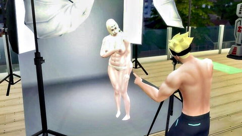Naruto cosplay: Blonde-haired Naruto photographs nude masked Tsunade stripping