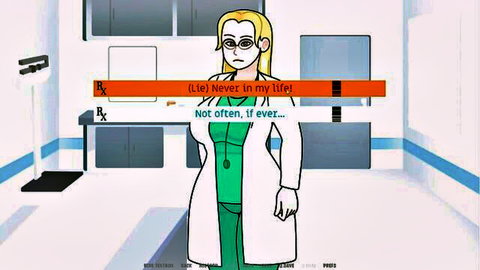 Blonde doctor in lab coat for steamy medical handjob encounter
