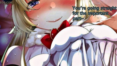 Seductive blonde anime girl in white dress guides jerk off challenge in Hololive fantasy roleplay
