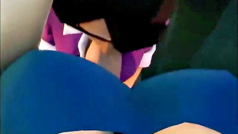 Overwatch Mei futa with TF2 Miss Pauling bent over in purple uniform