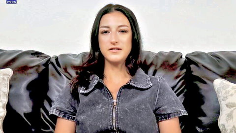 Ricki in sexy denim jacket on Backroom Casting Couch interview