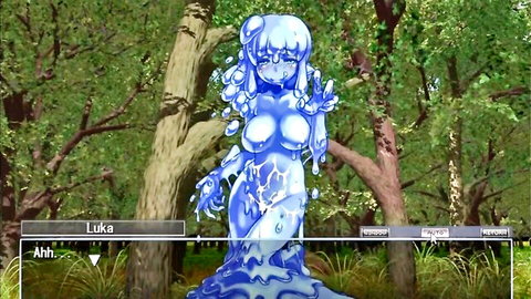 Blue slime girl Luka nude pose in forest from Monster Girl Quest hentai