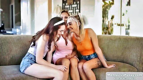 Chloe Temple teases stepteen and friend in lesbian threesome