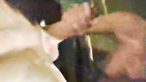 Blonde bimbo giving blowjob to boyfriend on penthouse balcony