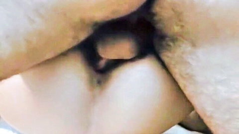 Vintage close-up of hairy couple in passionate vaginal penetration