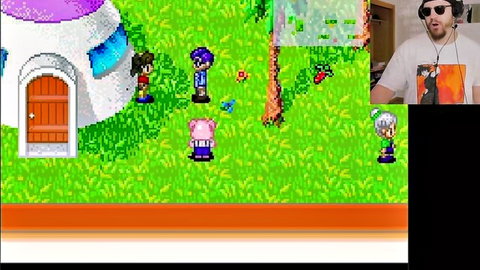 Bulma in pixelated Dragon Ball anime seduction scene with blowjob adventure