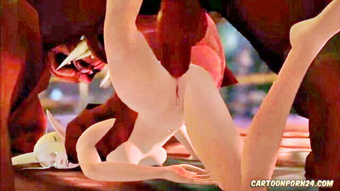 WoW elf girl penetrated by red demon monster in SFM cartoon porn